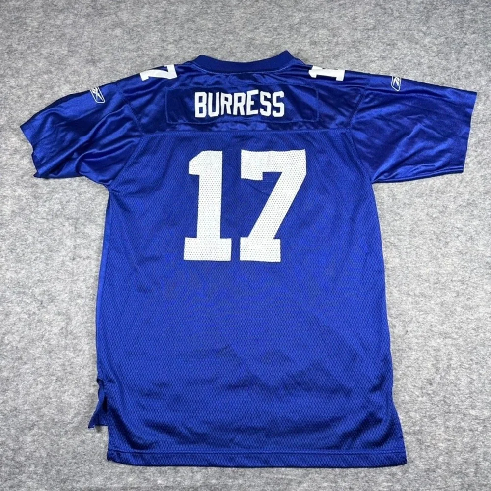 Reebok NFL Jersey Youth XL Blue Plaxico Burress 17 New York Giants Mesh‎